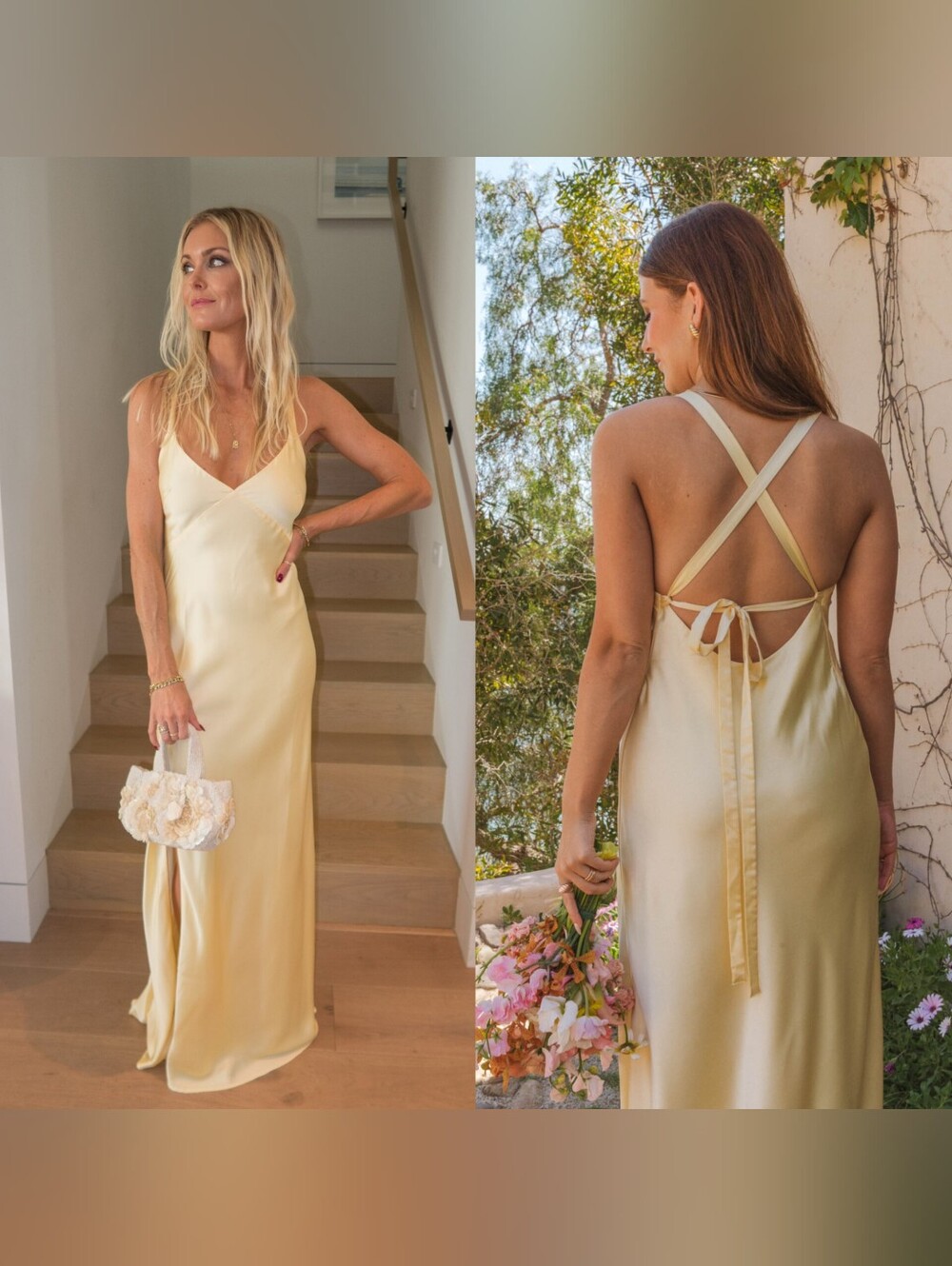 Show Me Your MuMu Anderson Maxi Pale Yellow Luxe Satin Dress Wedding Party